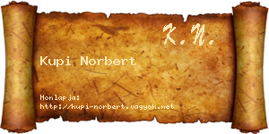 Kupi Norbert névjegykártya